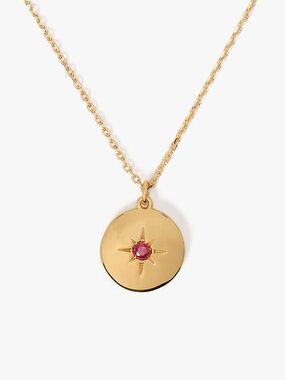 NWT $ kate spade The Color Spark Collection Red Strength Medallion Necklace